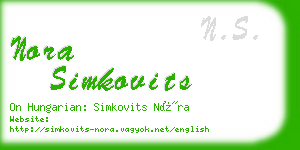 nora simkovits business card